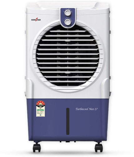 Kenstar 25.5 L Room/Personal Air Cooler Honeycomb Pads, Anti-Bacterial Protection, Inverter Compatible, 5 Star BEE Rating White & Blue, TURBOCOOL NEO 