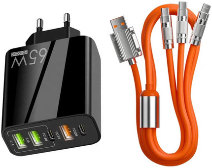 Life Like Qualcomm 3.0 5.4 A Multi-pin Wall Charger for Mobile with Detachable Cable