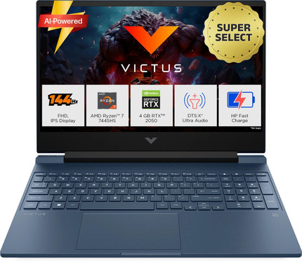 HP Victus AMD Ryzen 7 Hexa Core 7445HS - (16 GB/512 GB SSD/Windows 11 Home/4 GB Graphics/NVIDIA GeForce RTX 2050) 15-fb3122AX Gaming Laptop 15.6 Inch,