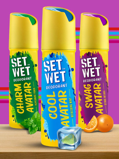 SET WET Cool, Charm and Swag Avatar Deodorant Spray  -  For Men 450 ml, Pack of 3