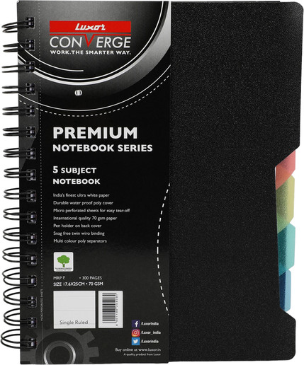 LUXOR Single Ruled B5-300 B5 Notebook Single Ruled 300 Pages Black