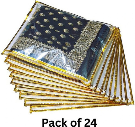 JAIMIN CRAFT saree cover 24 set plastic bag with zip Saree Bag Cover Dress Bag Cover suit packing bag Travling 24 Piece Clothes cover storage bags sad