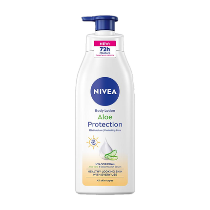 NIVEA Aloe Protection, Hydrating Moisturizer Body Lotion, Natural Aloe Vera & SPF 15