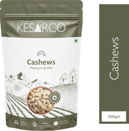 KESARCO 100% Natural Premium Whole Cashews , Kaju nuts, Gluten Free - 500 g Cashews 1 x 500 g