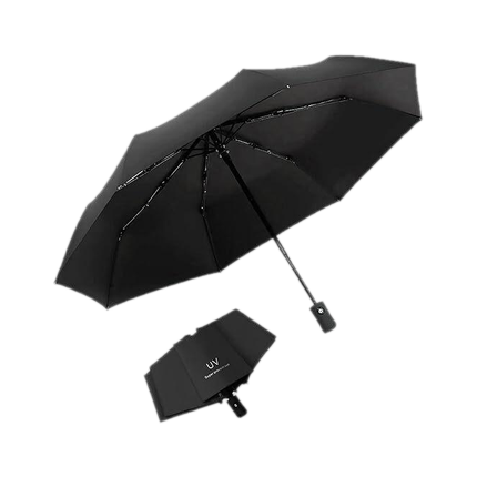 XBEY 1PC - 3 Fold with Auto Open/Close Travel | Man, Woman & Child 8-Ribs Umbrella (Black)