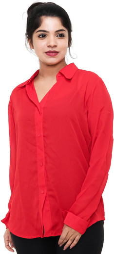 TEEMOODS Women Solid Casual Pink Shirt 