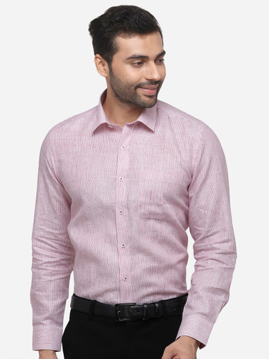 Jade Blue Men Striped Formal Blue Shirt 
