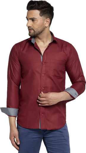 Design italia Men Solid Formal Maroon 