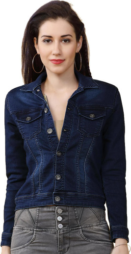 Full Sleeve Solid Women Denim Jacket 
