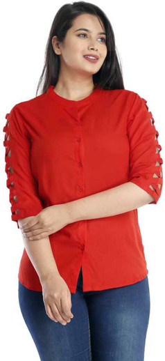 MITAAL Casual Cutout Sleeve Solid Women 