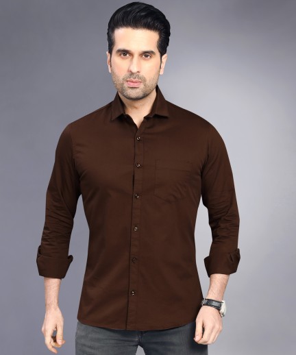 brown colour shirt matching jeans