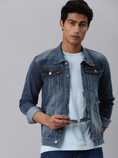 Full Sleeve Solid Men Denim Jacket 