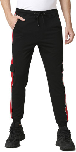 BEWAKOOF Printed Men Black Track Pants 