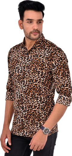 Vellical Men Printed Casual Brown Shirt 
