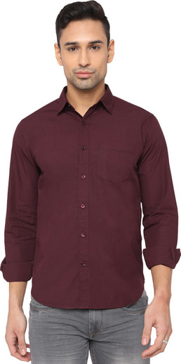Men Self Design Formal Maroon Shirt 