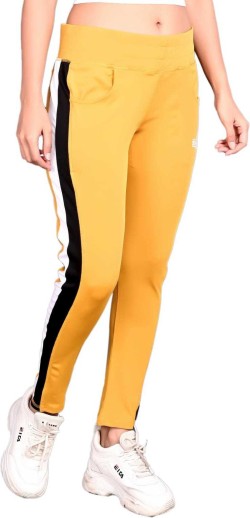 yellow pants with black stripe womens