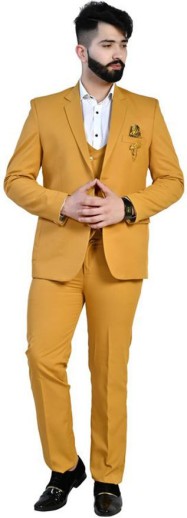 golden colour 3 piece suit