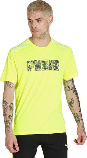PUMA Solid Women Round Neck Yellow T 