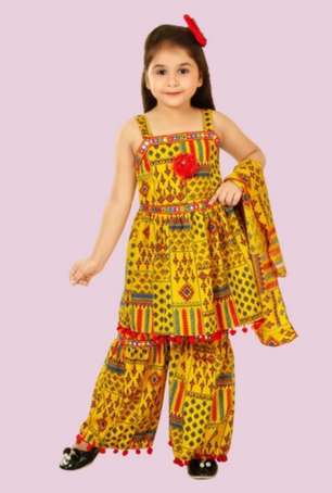 Nautinati Girls' Cotton Ethnic Festive Set | Age 2-10 Years