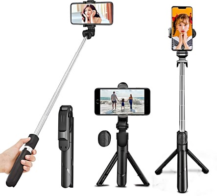 HOLD UP Selfie Stick for iPhone Samsung Phone Portable Remote Control Selfy  Stick Selfie Stick with Fill Light & Small Extendable Tripod Stand for