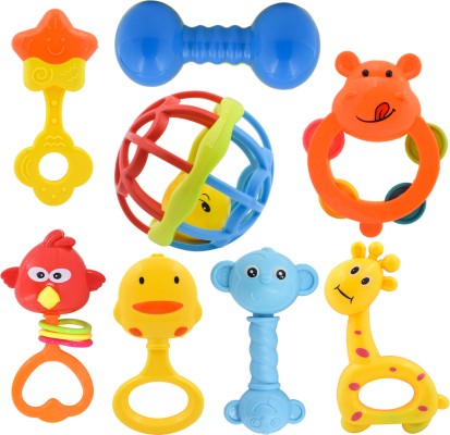 WISHTIME Baby Rattle Toys for Newborns - Baby Toys Rattles and Teethers for  Girls Boys 0-3-6-9-12 Months - Baby Rattle Set 8pcs - Infant Rattle