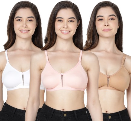 Buy Kalyani 5041 Women's Cotton Non Padded Non Wired Seamed Medium Coverage  Self Printed Bra Pack of 3 at