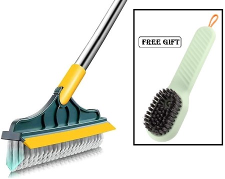 Groove Cleaning Brush With Long Handle, Hard Bristle Brush