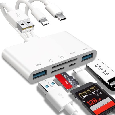 Micro SD Card Reader, USB C to SD Card Reader, Type C TF Memory Card Reader  with USB C to USB Adapter, Mepsies USB OTG Card Reader for Laptops