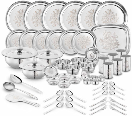 Greha lakshmi 111 pc stainless steel dinner deals set by everwel