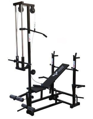 Hashtag fitness Adjustable 20 in 1 Gym Bench for Home Gyms with LAT Pull  Down Machine Gym Equipments for Home