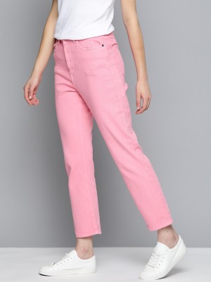 Buy PINK STRAIGHT HIGH-RISE CARGO JEANS for Women Online in India