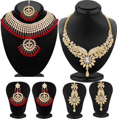 Sukkhi Sleek Gold plated AD Stone Necklace Set 