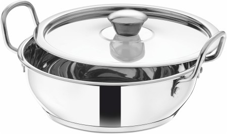 PRABHA by Prabha Heavy Gauge- Encapsulated Base Stainless Steel Milk Pot  Milk Boiler 1.8L And 14cm Diameter Pot 14 cm diameter 1.8 L capacity with  Lid