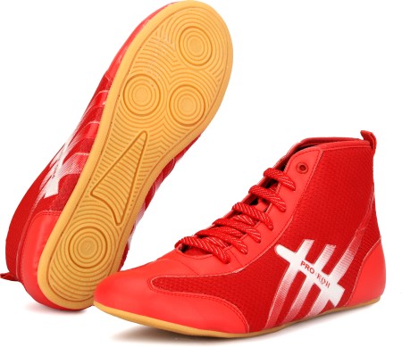 Ymiytan Kids Wrestling Shoes Sports Anti Slip Round Toe Fighting Sneakers  Girls Gym Comfort Rubber Sole Combat Sneakers Red-1 8.5