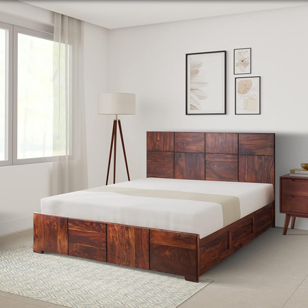 Wooden bed hot sale online flipkart
