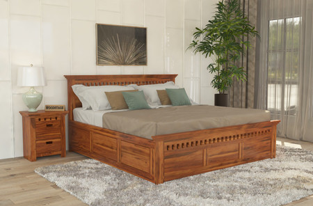 Double cot outlet bed with storage