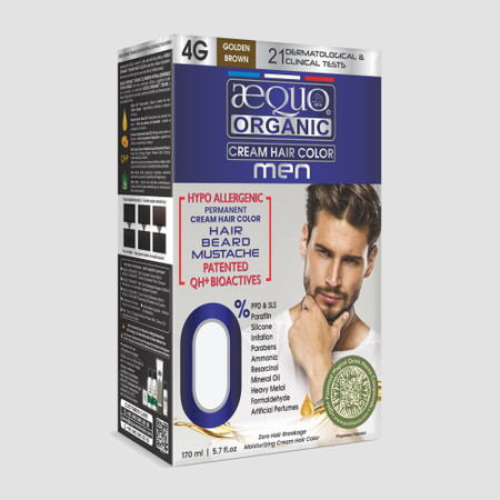 Aequo Organic Men 4G Golden Brown Hair Colour-170ml- Derma