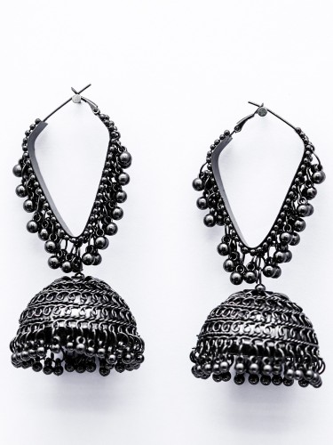 Black metal earrings on sale below 100