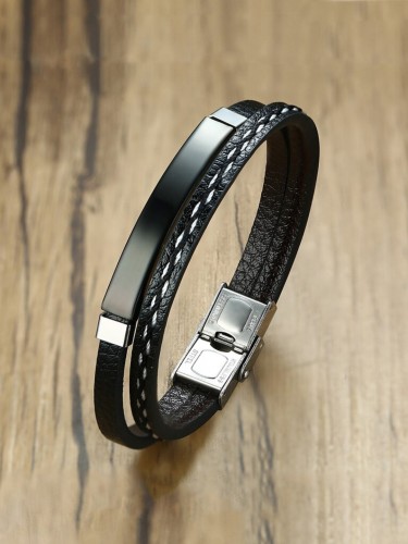 Buy Alpha Man Faux Leather Combo Bracelet For Men AMCLBWTGT Online   Flipkart Health SastaSundar