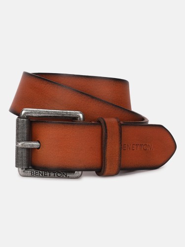 United Colors of Benetton Castello Wine & Brown Leather Reversible Belt for Men