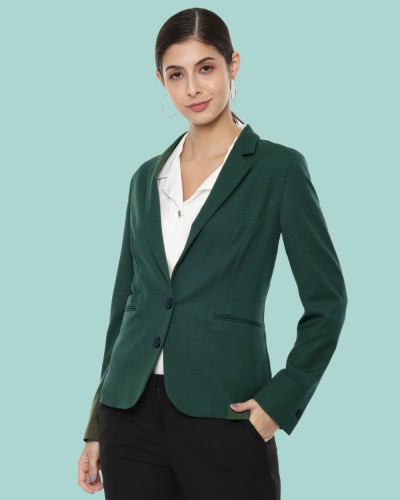 Buy BEIGE PUFFED-SLEEVE-LAPEL-NECK BLAZER for Women Online in India