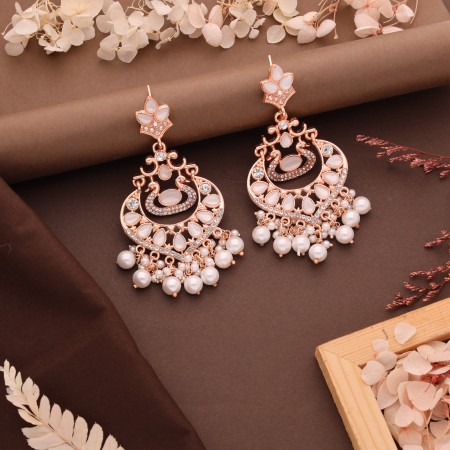 White stone hot sale hanging earrings