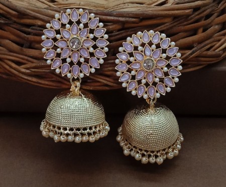 Alloy Purple Fashion Floral CZ Crystal Drop Stud Earrings Set
