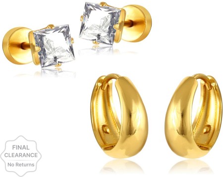 10mm Fancy Square Yellow Cubic Zirconia Solitaire Stud Earrings in 14K Gold   Banter