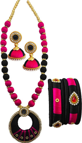 Silk thread necklace price list hot sale