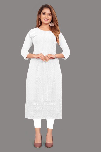 ESTYLE Pure White Kurta With Printed Leggings and Dupatta at Rs 1999, Designer Kurtis in Chennai