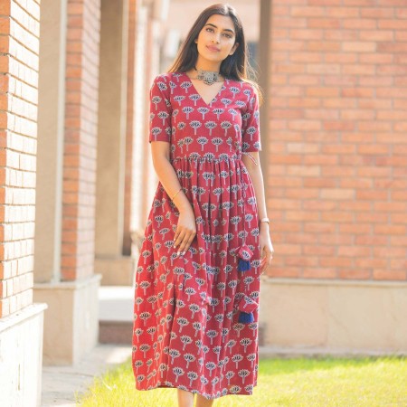 Ladies Printed Cotton One Piece Dress at Rs 350/piece, वन पीस ड्रेस in  Surat