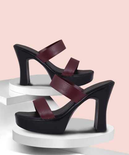 Burgundy discount platform sandals