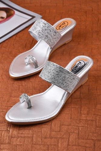 Silver low wedge discount sandals