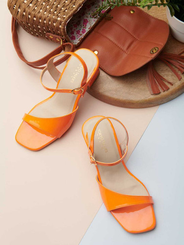 Orange strappy heels shop
